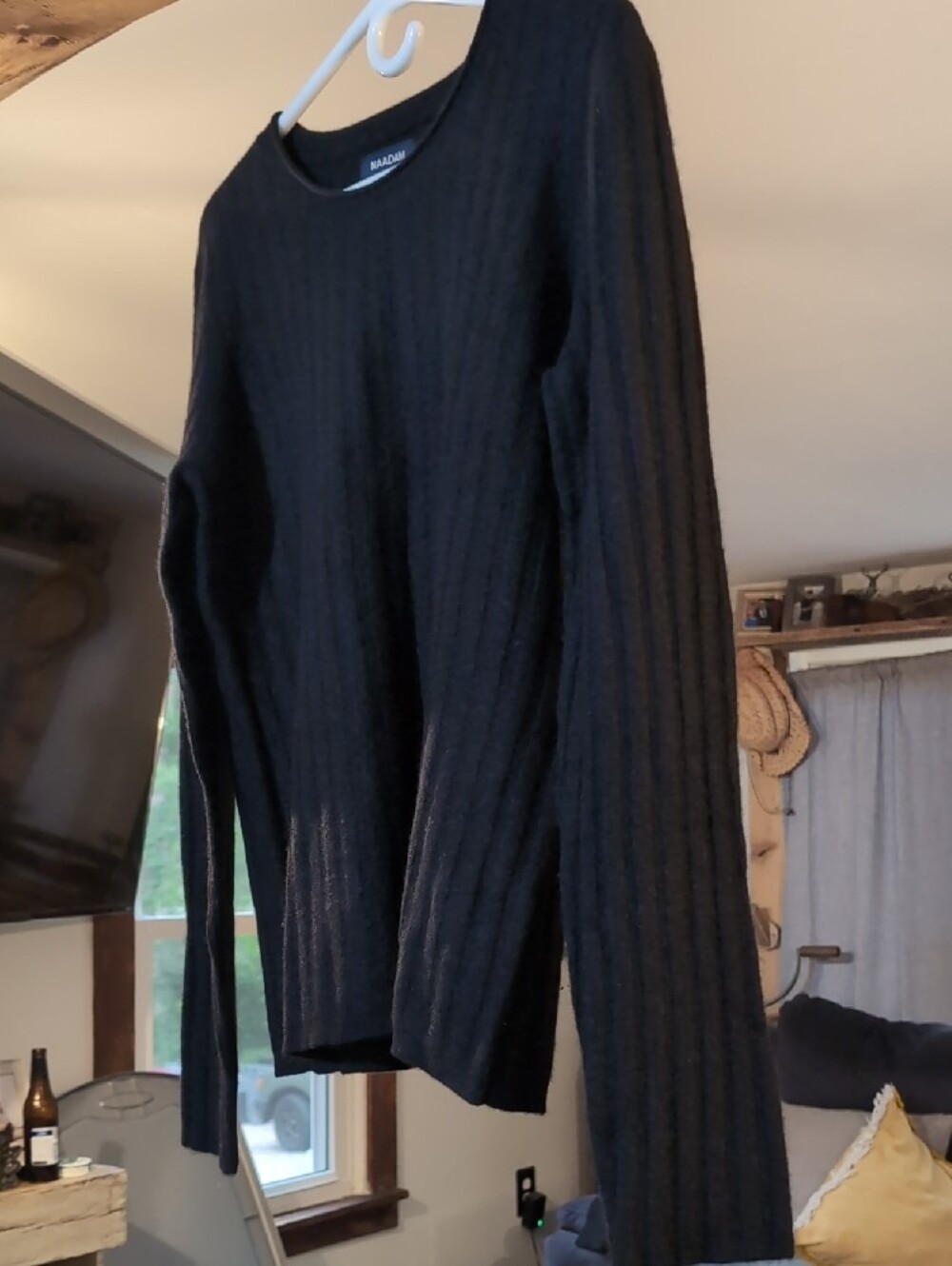 NAADAM Black Ribbed Scoop Neck Sweater - Picture 3 of 9
